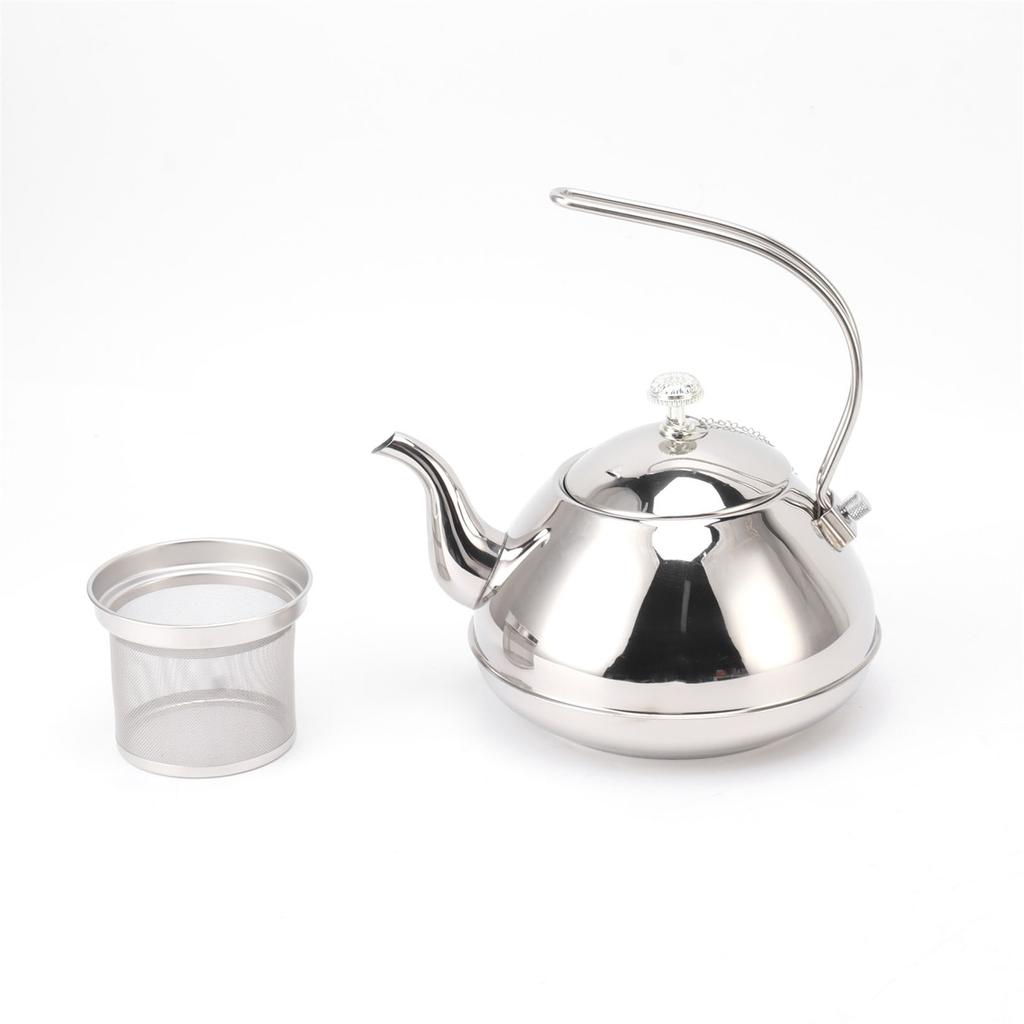 Stainless Steel Teapot Large Capacity Stovetop Kettle with Filter for Home Camping 1.5L Silver