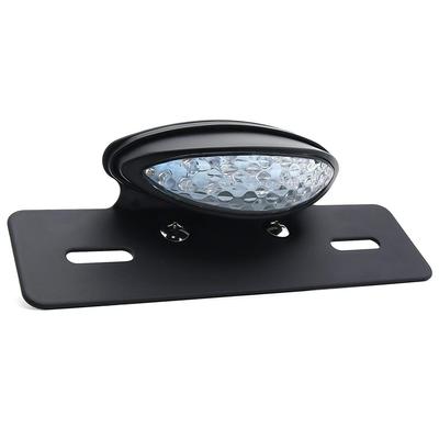 ONGMEIL Universal LED Slim Katzenaugen Rücklicht Kennzeichenleuchte Halterung Custom Motorradbremse Rote Linse (klar)