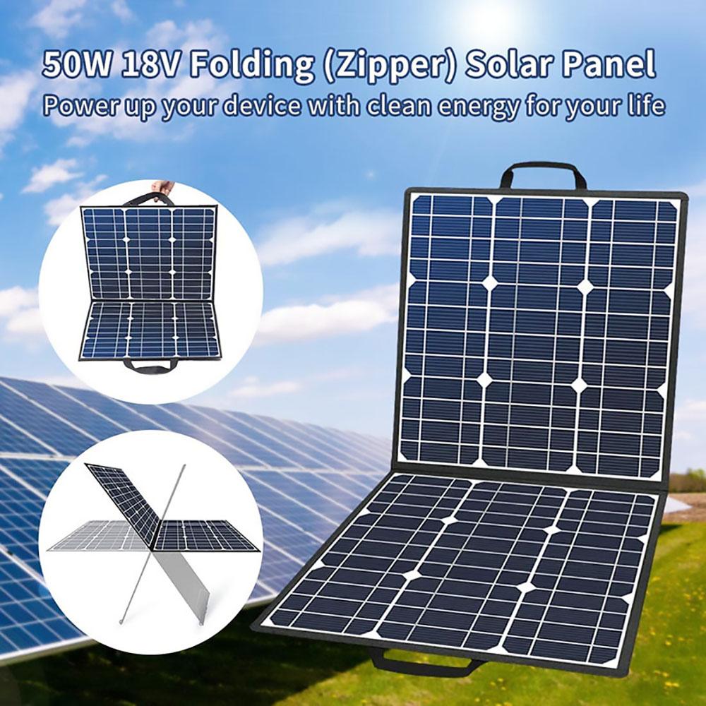 Refurbished:Flashfish SP50 50W 18V Solar Panel with 4 DC Connectors, Portable Foldable PV Panels Monocrystalline Solar Panel