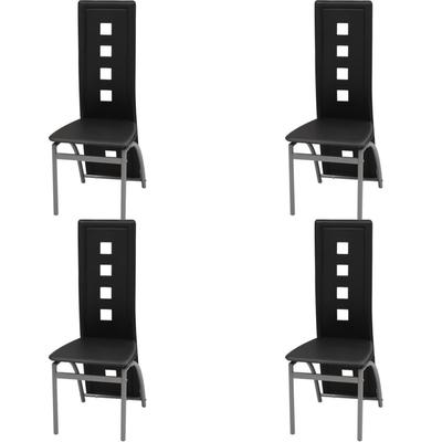Vidaxl Dining Chairs, 4 Pcs, Black, Upholstered In Faux Leather