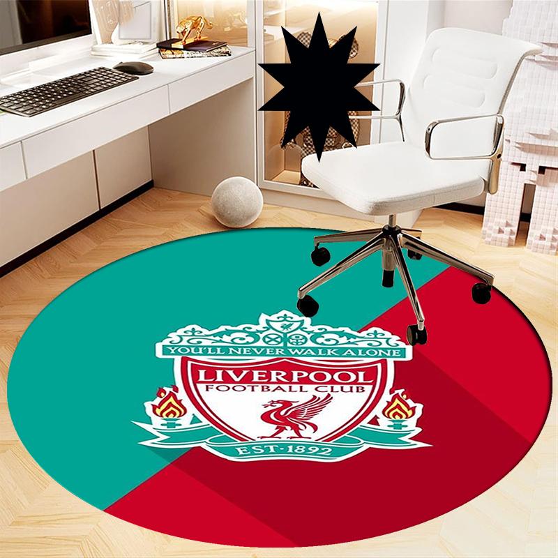 Alfombra Redonda Estampada del Liverpool Football Club Alfombra para Silla Alfombra de Área Felpudos para Entrada, para Silla de Oficina Sala de Estar Dormitorio Cocina.