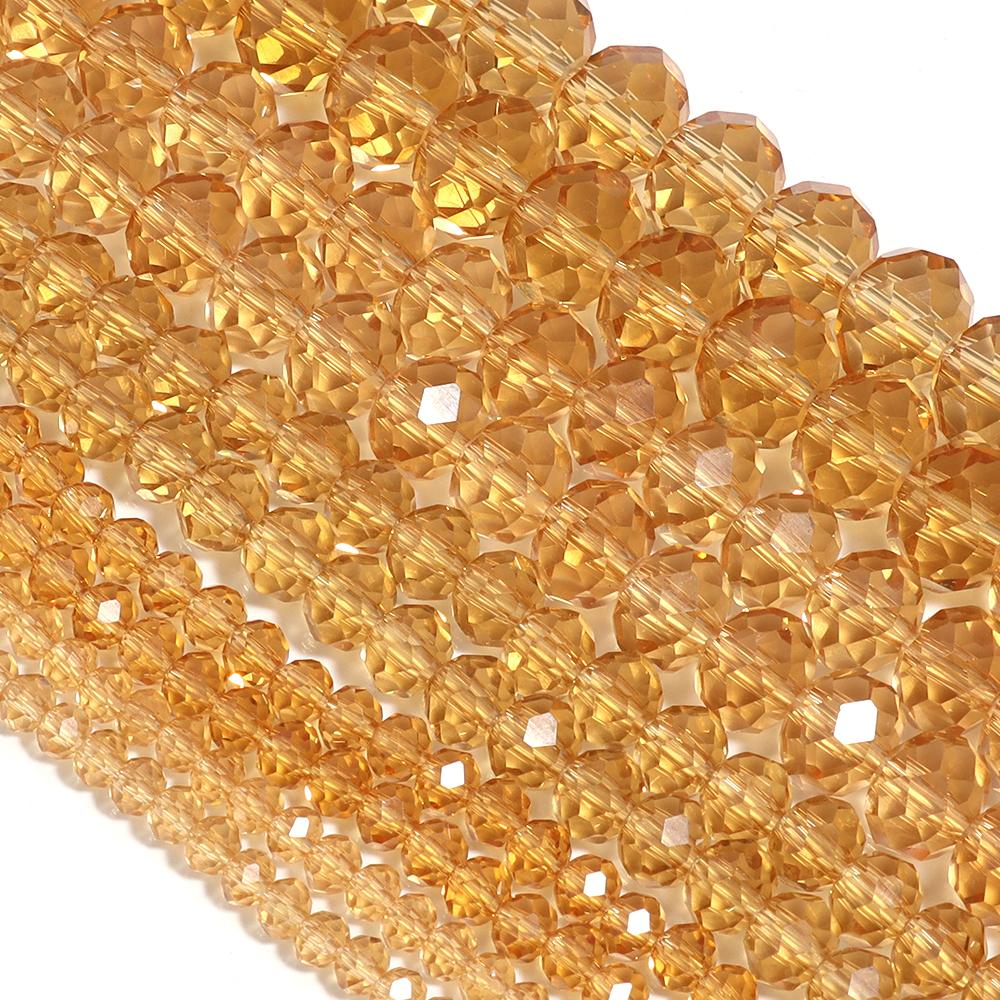 3/4/6/8/10mm Clear Color Faceted Crystal Rondelle Glass Beads Loose Spacer Abacus Beads For Jewelry Making DIY Bracelet Necklace