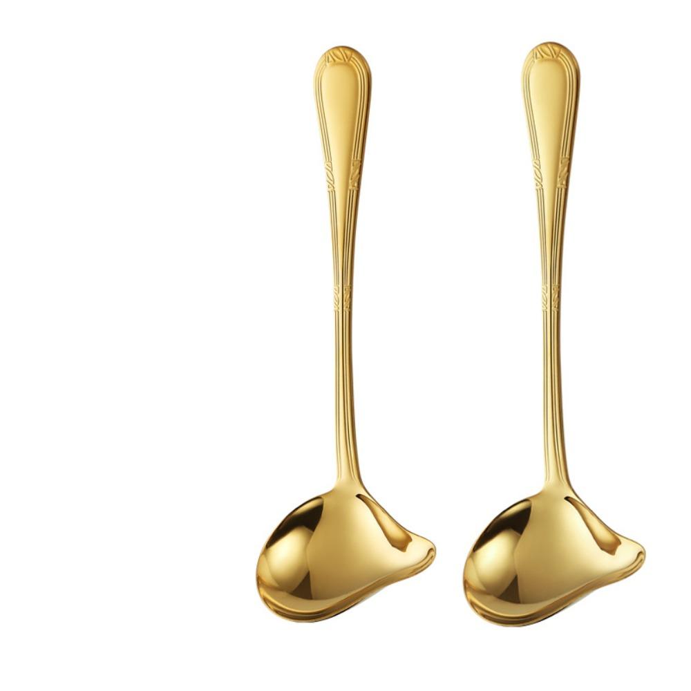 Duckbill Shape Stainless Steel Soup Spoon Mirror Polishing Serving Spoon for 2pcs Home Kitchen