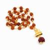 Rudraksha Mala with Brass Caps & Shiva Trishul | Natural Rudraksha Beads Necklace | Hindu Prayer Jewelry | Healing Mala | Unique Religious Gift