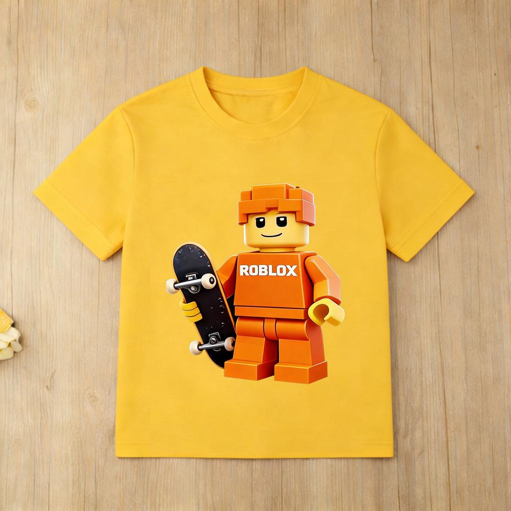 Kids Roblox Game TShirt Cartoon Skateboard Print Short Sleeve Cotton Tee Boys Girls Casual Summer Tops