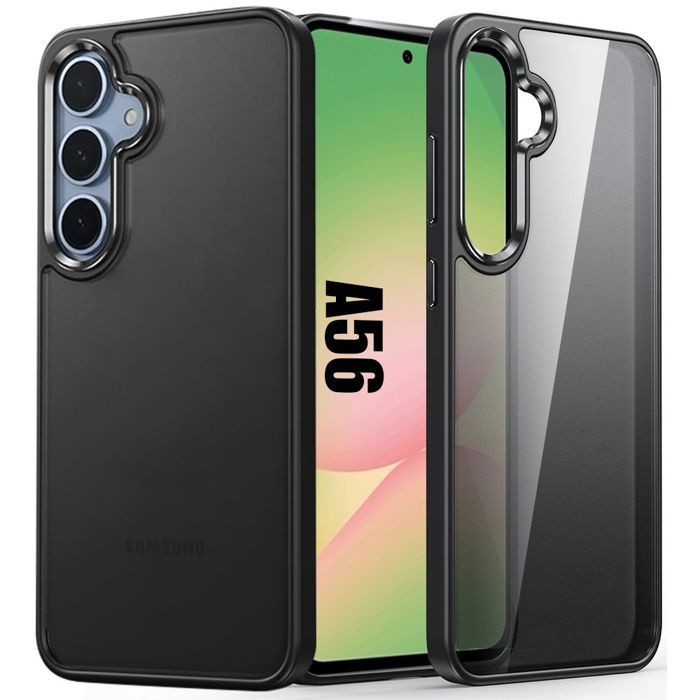 Coque de protection - BOOLING - pour Samsung Galaxy A56 5G - Silicone Noir - Dos Rigide Translucide - Antichoc