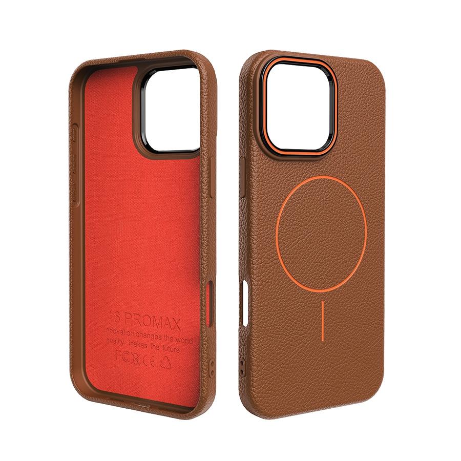 Magnetický ultratenký PU kožený kryt na telefon s texturou liči pro iPhone 16/15/14/13/12/11 Pro Max 16 Plus Kompatibilní s bezdrátovým nabíjením Tenký kryt na telefon