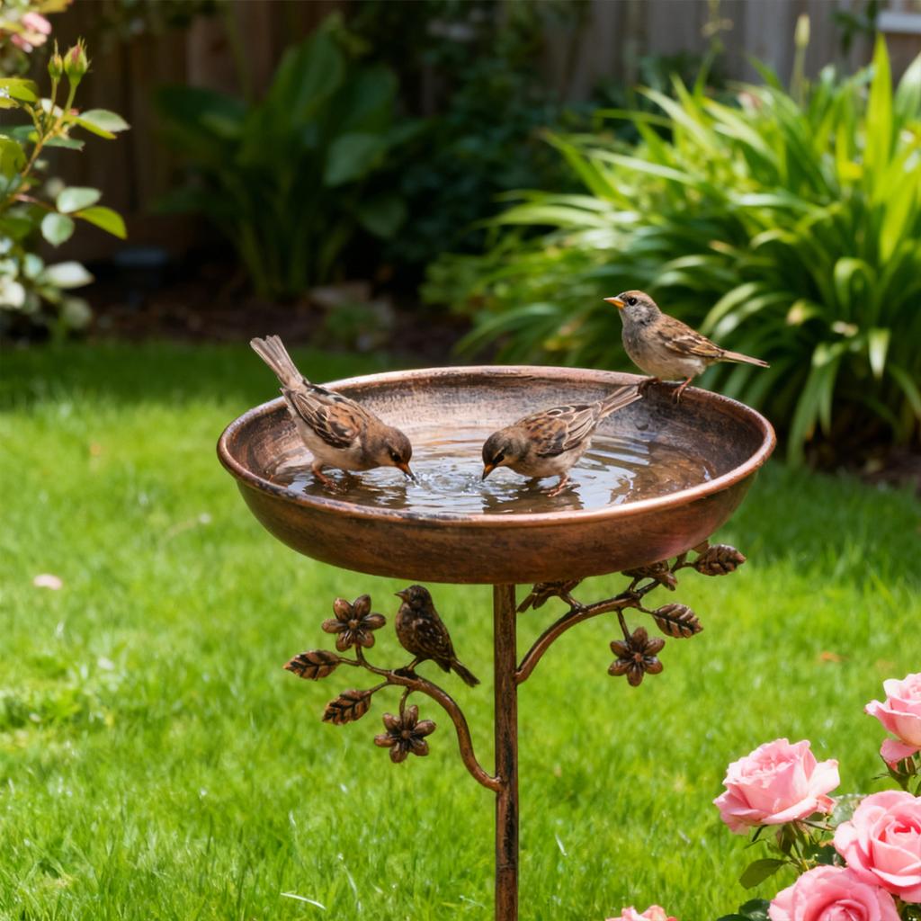 Garden Birdbath Sturdy Iron Outdoor Bird Bath for Outside Vintage Standing Birdbath Bowl for Outdoor Garden Patio Yard
