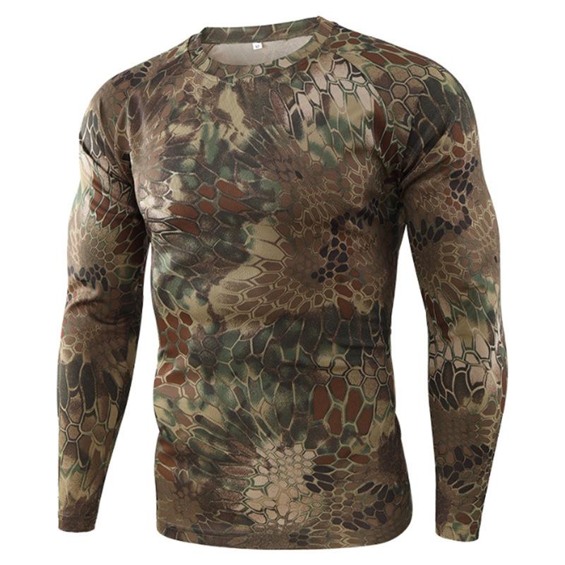 Hommes Femmes Camouflage T-shirt En Plein Air Séchage Rapide Respirant Chasse Camping Chemises Armée Camouflage T-shirt Randonnée Militaire Tactique Fitness T-Shirts