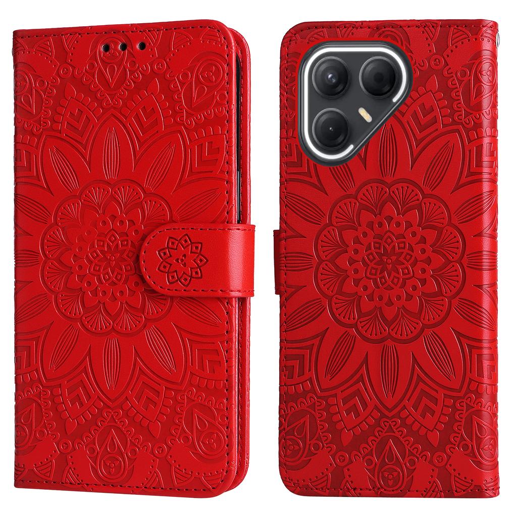 For TECNO Pova 7 5G Case Sunflower Imprint Leather Wallet Phone Cover