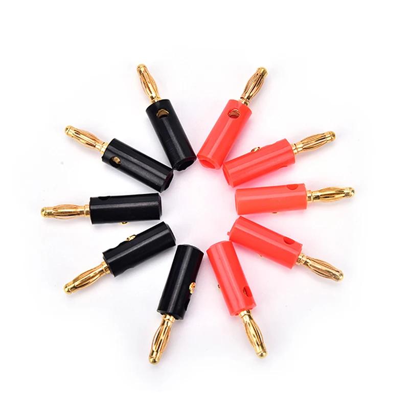 10pcs/lot audio speaker screw banana gold plate plugs connectors 4mm
