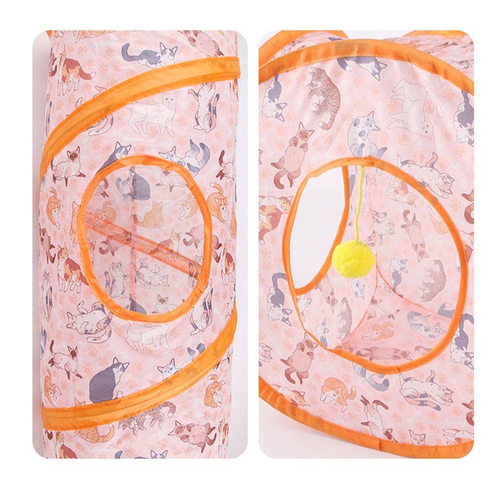Printed Cat Play Tunnel Foldable Cat Channel Universal Cat Tent Nest  Interactive  Fun Toy