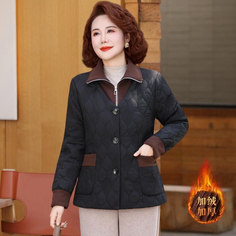 Short Warm Splicing Velvet Cotton-padded Clothes for Women's Autumn and Winter New Cotton-padded Jackets, Small Slim-fitting Cotton-padded Jackets