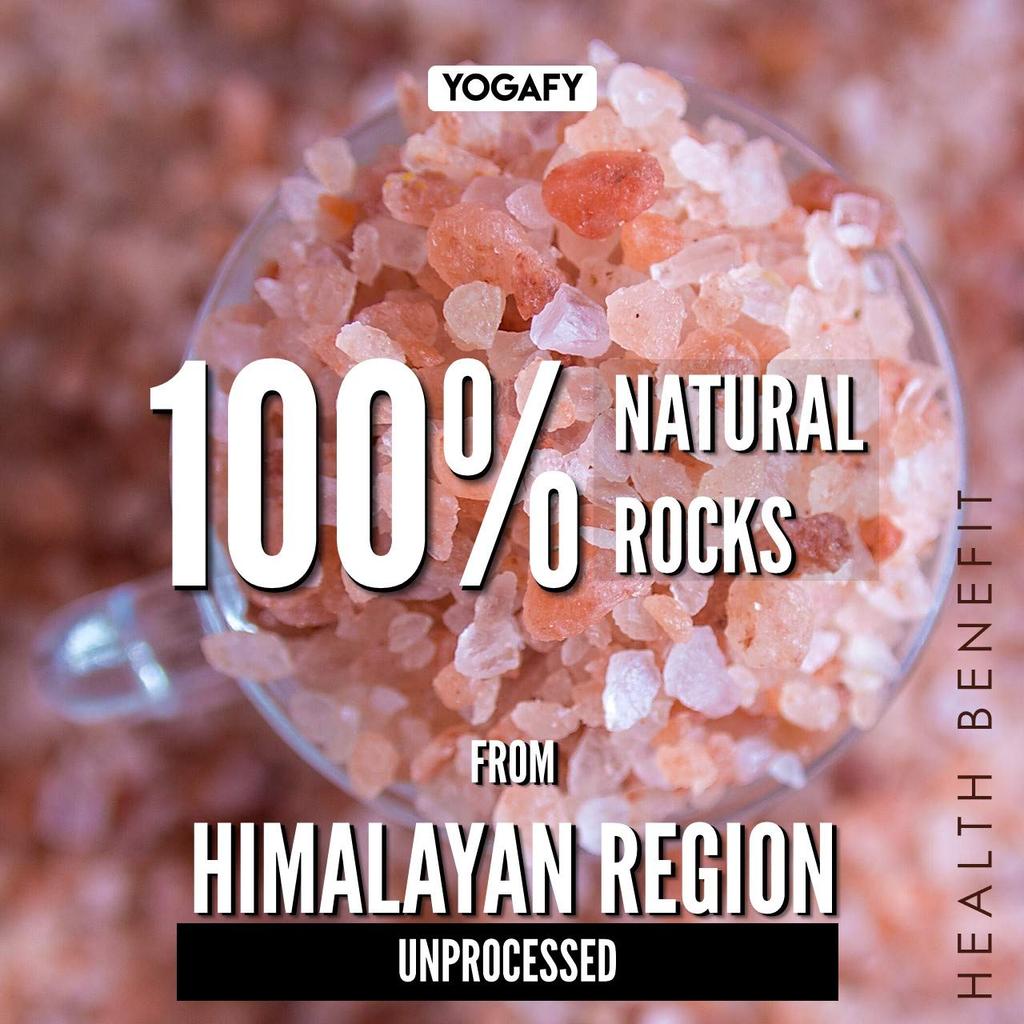 YOGAFY - Himalayan Pink Bath Salt Crystal | Loaded with Rich Minerals - For Body Spa, Refreshing Bath, Relaxation and Pain Relief - 350g