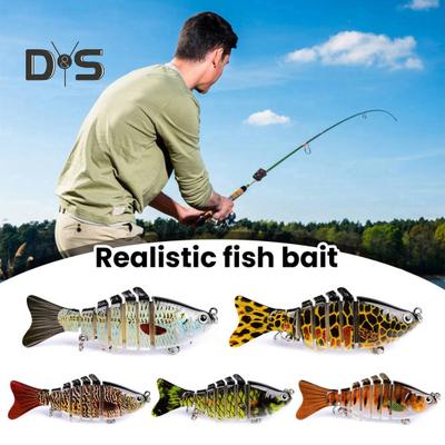 10CM/15.5G Multi-Jointed Fishing Lure with Hooks Realistic 7-Section Swimbait Plastic Artificial Bait Freshwater Saltwater Fishing Accessories