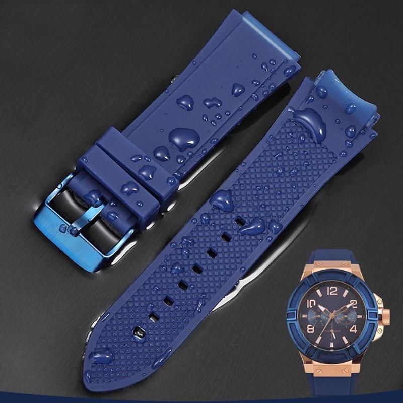 Vodotěsný řemínek na hodinky Přírodní gumový řemínek pro hodinky Giles Guess U0247g3 W0040g3 W0040g7 Modrý silikonový řemínek pro muže 22mm