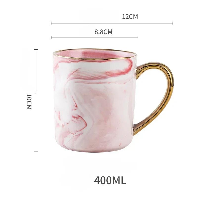 400ml Nordic Ins Style Ceramic Mug Household Marbled Gold Rim Coffee Cup Breakfast Oatmeal Milk Tea Cup Couple Gifts Drinkware