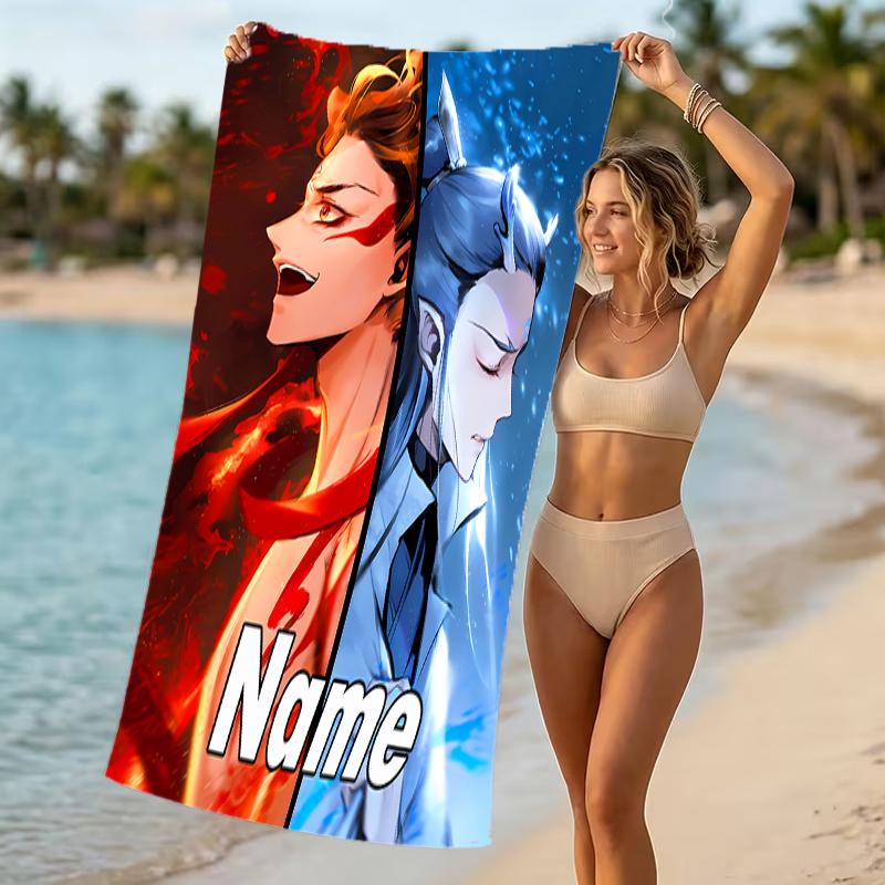 Customizable personalized beach towels Nezha Conquers the Dragon King themed designs.Suitable for the beach, yoga, sports;ideal as beach accessories