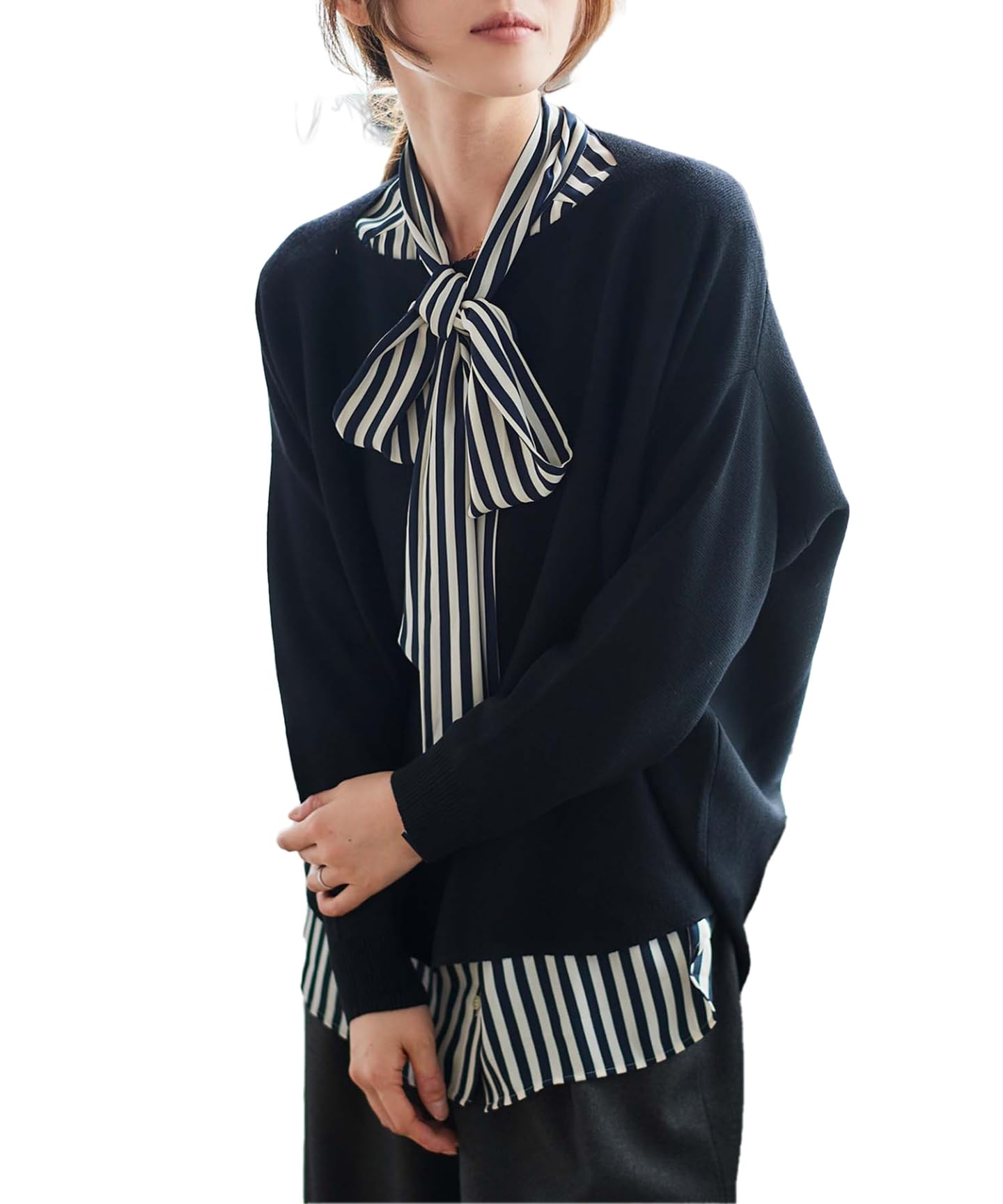 

Le Coeur Blanc Пуловер с круглым вырезом и рубчатой кромкой миланской вязки, размер для рук, черный, можно стирать, 3048028401, чёрный