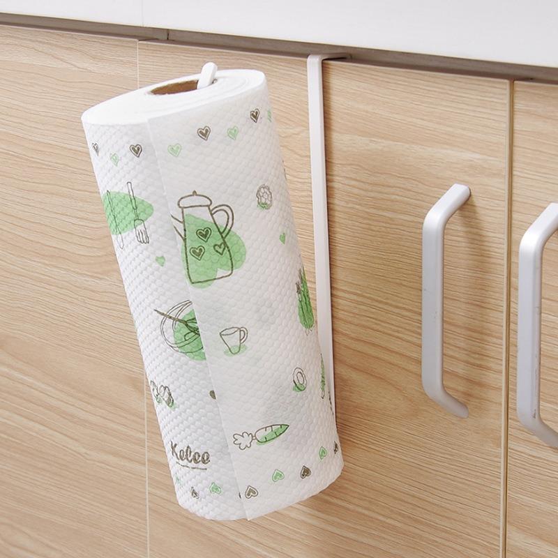 Kitchen Hanging Metal Tissue Rack Cabinet Non Perforated Roll Paper Cling Film Storage Rack Home Wall Mounted Cloth StorageRacks