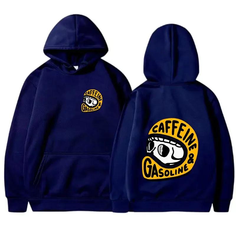 

Autumn and winter men s hoodie, Gothic Harajuku motorcycle rider skull pattern printed men s fashionable hoodie, retro pullover 3XL