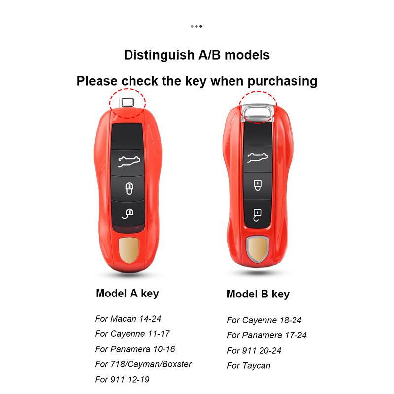 For Porsche Macan 95B Cayenne 92A Panamera 971 Cayman 718 Boxster 982 911 Taycan 2014-2025 Solid Color Car Key Case Cover Shell