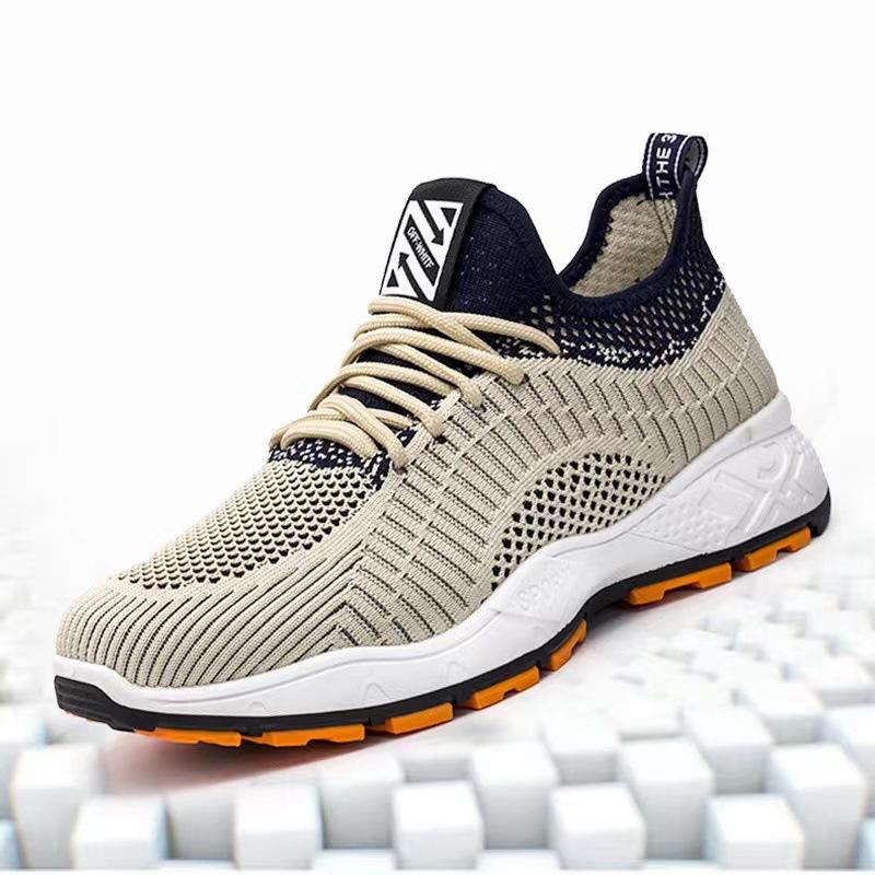 

Manufacturer s new summer sports and leisure men s shoes, sports students trend versatile men s flying woven mesh breathable shoes 39 бежевый