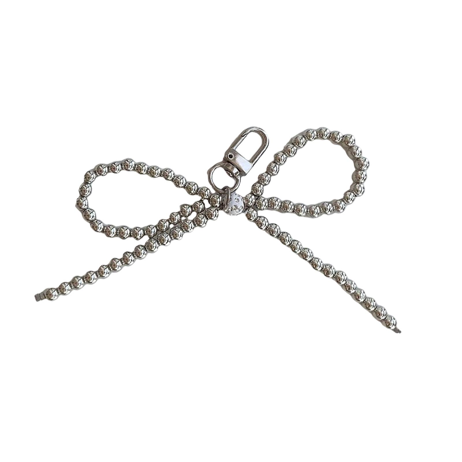 

Элегантный серебряный бант-шарм, нежный бисерный кулон-брелок, модный бант-телефонный ремешок, цепочка-украшение 1