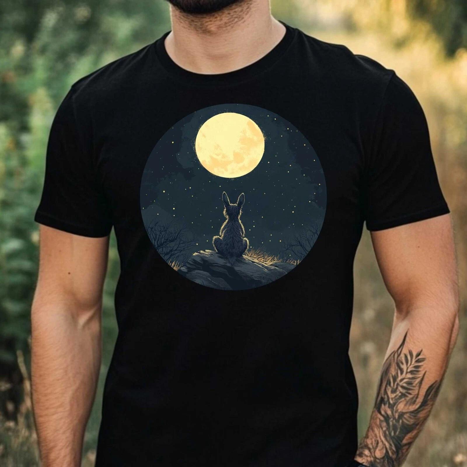 T-Shirt Herren Känguru im Mondlicht Motiv Baumwolle Größe XS bis 5XL XS