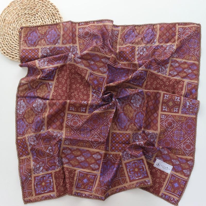 Spring and Summer New Style 100% Cotton Printing Square Scarf Towel Women's All-Matching Graceful Scarf Headcloth Headband