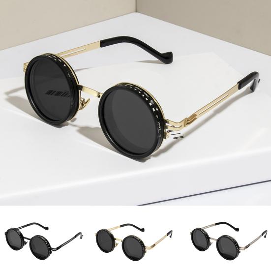 Round Sunglasses Black Finish ND Filters Polarized Lenses UV Protection Clarity Glasses Fashion Accessories