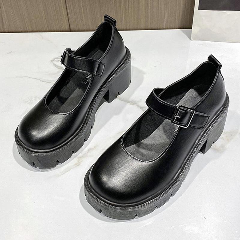 Rimocy Frühling Dicken Absätzen Plattform Mary Janes Frauen Süße Schöne Knöchelriemen Lolita Schuhe Frau Lackleder High Heels Pumps