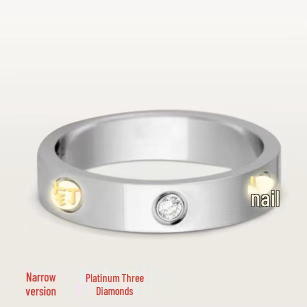 Classic LOVE Ring: 18k Rose Gold Narrow Band - Options with No, Single, Three, or Full Diamonds for Men’s and Women’s Couple Wedding Bands.