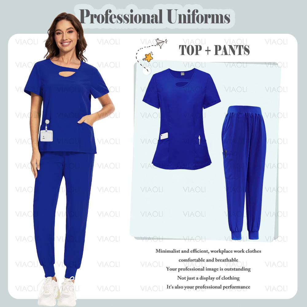 Multicolour Jogger Suit Doctor Nursing Uniform Pocket Top Pants Nurse Scrub Set Medical Clinical Clothes Surgical Uniforms Woman