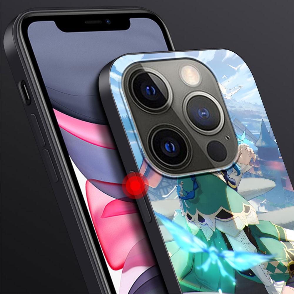 Genshin Impact Barbatos Case for Apple iPhone 14 11 7 SE 2020 8 X XS 13 12 Mini XR 15 Pro Max Silicone Black Soft Phone Cover