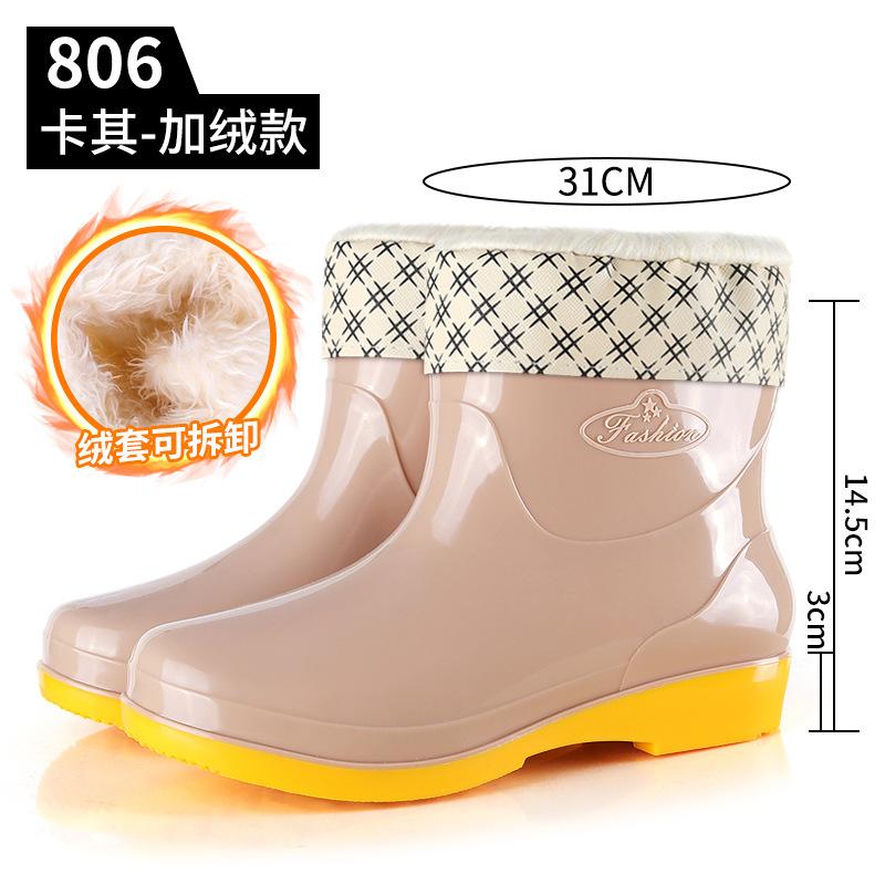 Four Seasons Short Barrel Rain Women's Water Shoes Fashion Red Rain Shoes Kitchen Canteen Mom Cleaning Non-slip Rubber Shoes Rain Boots