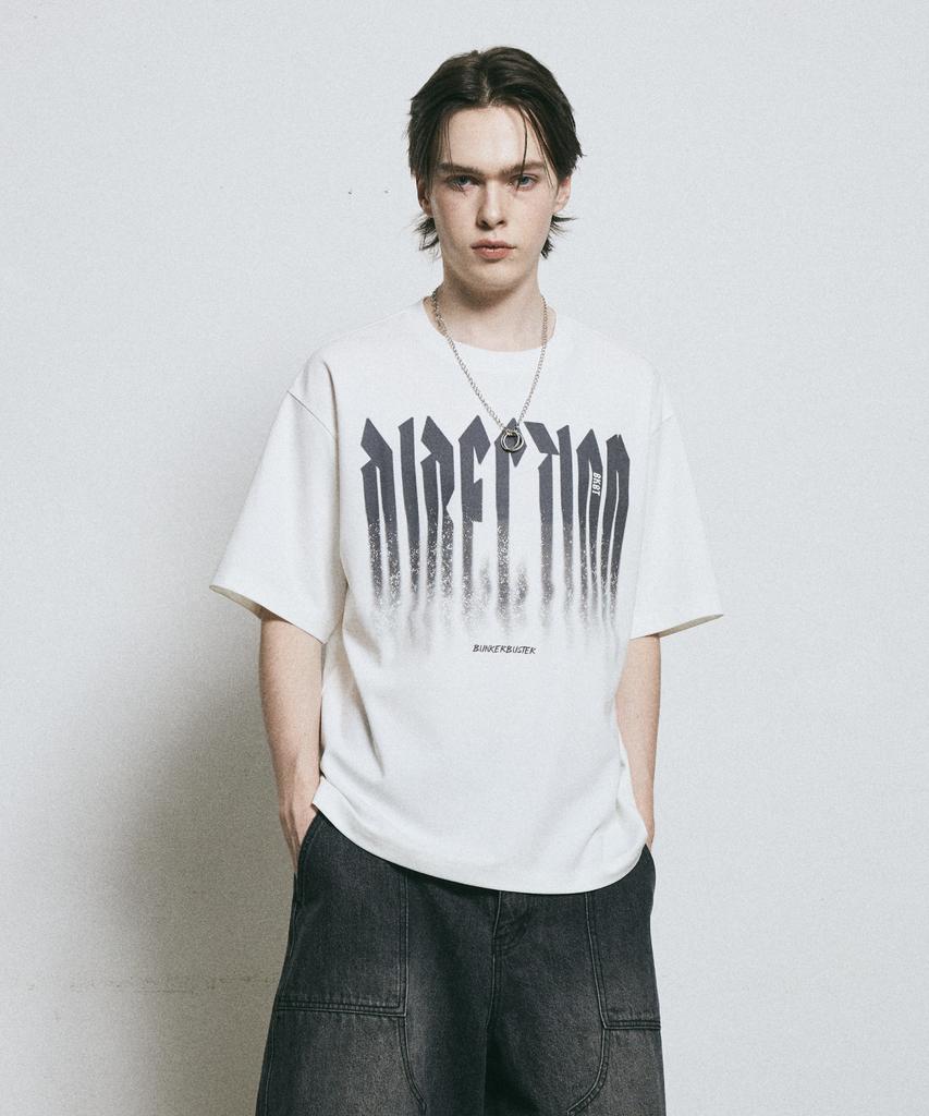BUNKERBUSTER Shadow Gradient Typography Short Sleeve T-Shirt Mq2Tu255_Off White