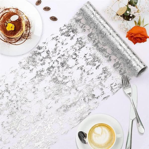 Table Runner Roll, Glitter Gold Foil Mesh Table Runner Decorative Dining Table Centerpiece for Party, Wedding, Baby Shower, Christmas