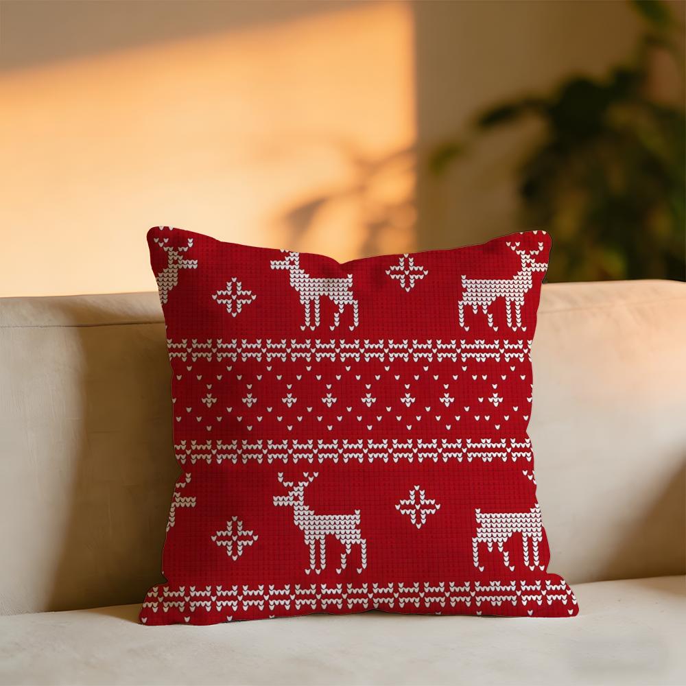 

Christmas Reindeer Cushion Cover Cozy Velvet Throw PillowSoft Warm Cushion For Sofa Bed 30x30 cm
