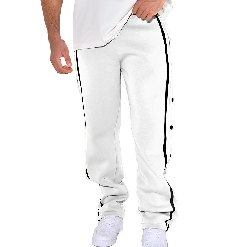 Men's casual sports buttoned trousers men's autumn new loose straight drawstring large size trousers
