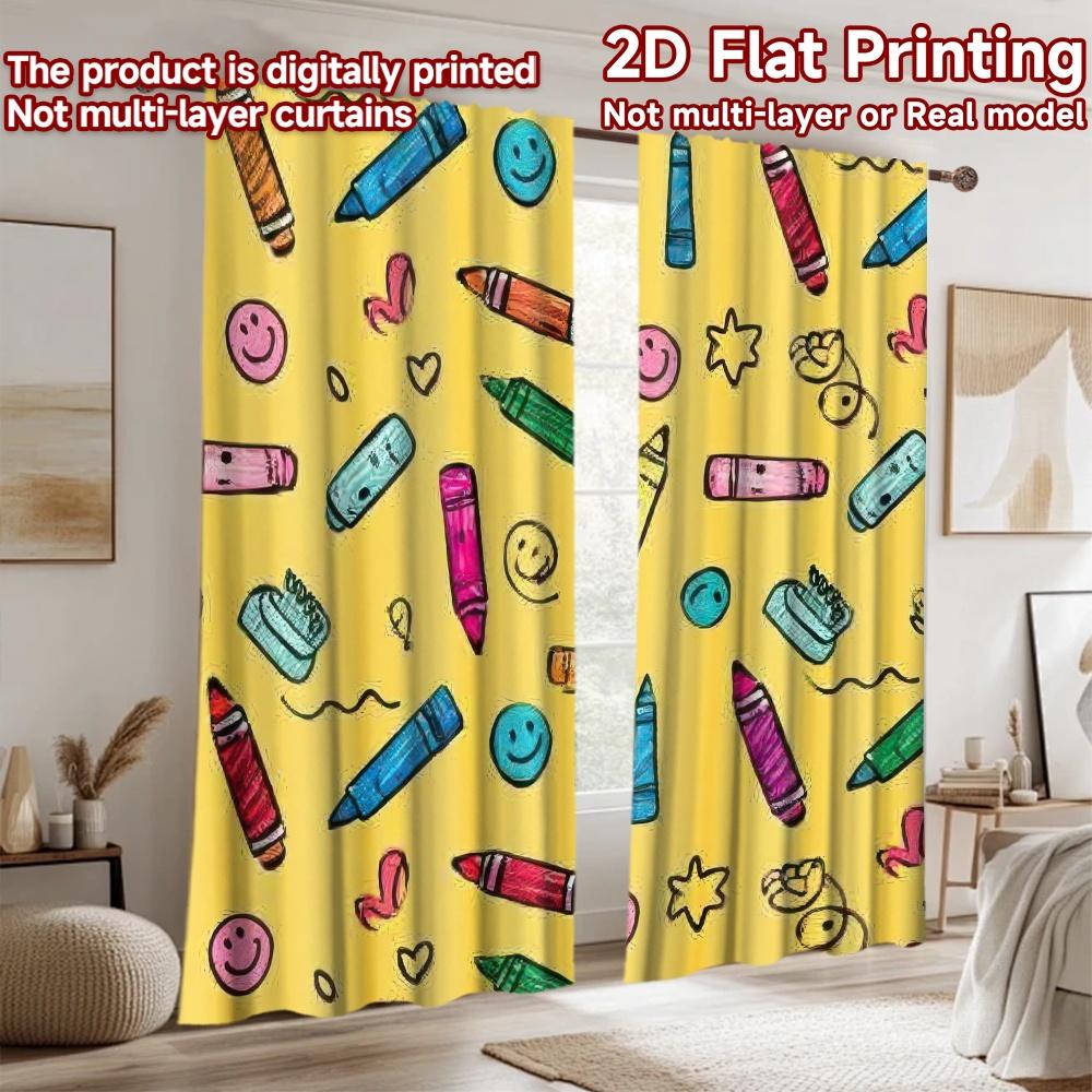 2D flat Photography Backdrop Popular Party Backdrop Crayon Doodles on Yellow 100% Polyester Anniversary Perfect for Wall and