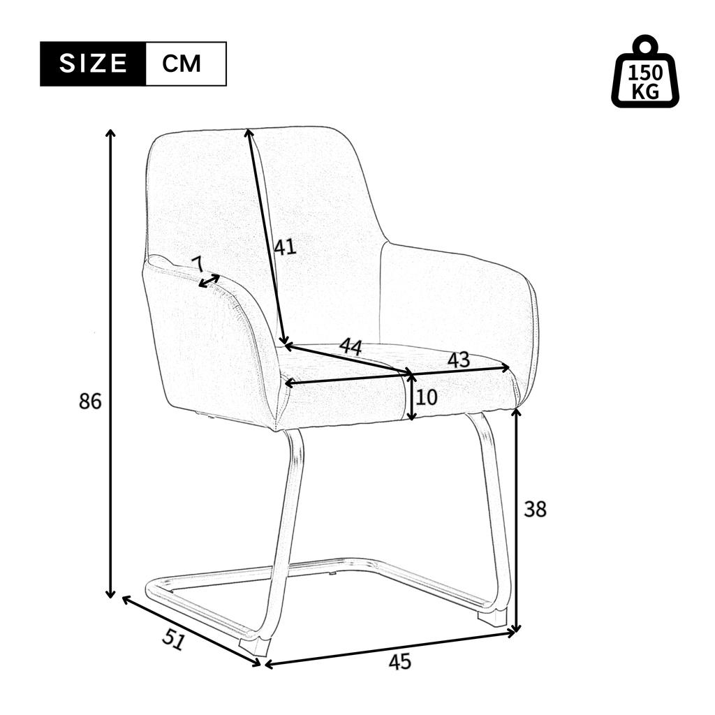 Dining Chair, Set of 2, Armchair, Modern, Minimalist Casual Chair, Living Room-Bedroom Chair with Curved Steel Feet, Grey [OLD SKU:WF310649AAG]