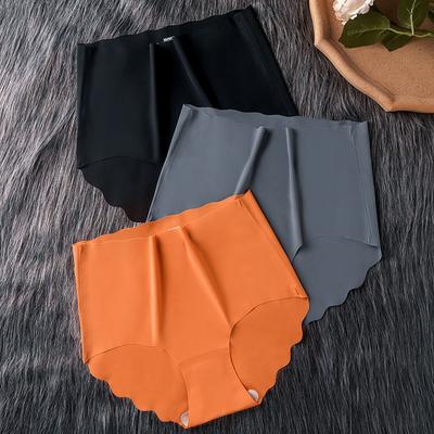 Plus Size Panties Women's Underwear Ice Silk Non-marking Cotton Crotch Girls High-waisted Breathable Panties