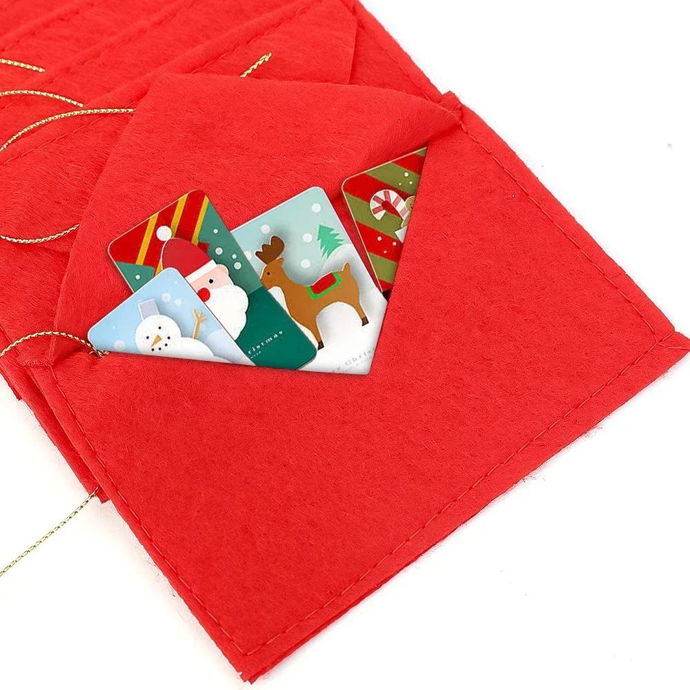 Wholesale Christmas Letter Candy Bag Decoration Santa Claus Felt Envelope Embroidery for Home Tree Ornament Kids Holiday Gifts