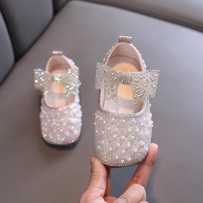 2025 Summer Korean Style Girls' Princess Leather Dance Shoes for Kids