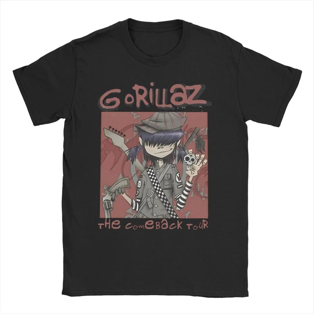 Punk Music Band Gorillazed T Shirt for Unisex Women Pure Cotton Vintage TShirt Round Neck Tee Shirt Short Sleeve Clothes Graphic