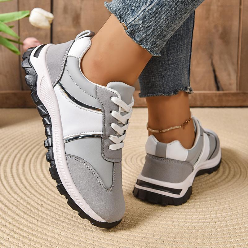 Fashion Women Shoes New Mix Color Lace Up Sport Sneaker Women Plus Size Thick Bottom Vulcanized Shoes Woman Non Slip Casual Running Shoe