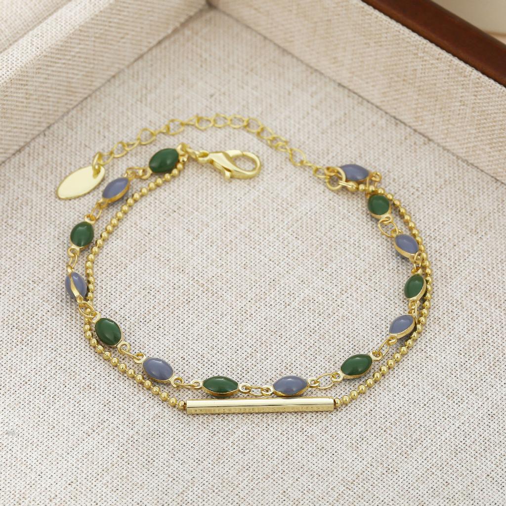 Wind Stacked Bracelet, French Retro Double-Layer Bracelet Women'S Light Luxury Jewelry