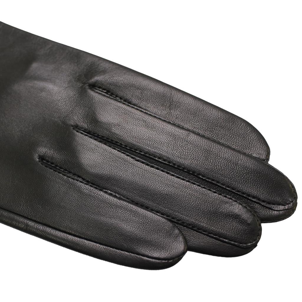 ORuKuBET Men's Simple Black Sheepskin Leather Gloves OB14321M9