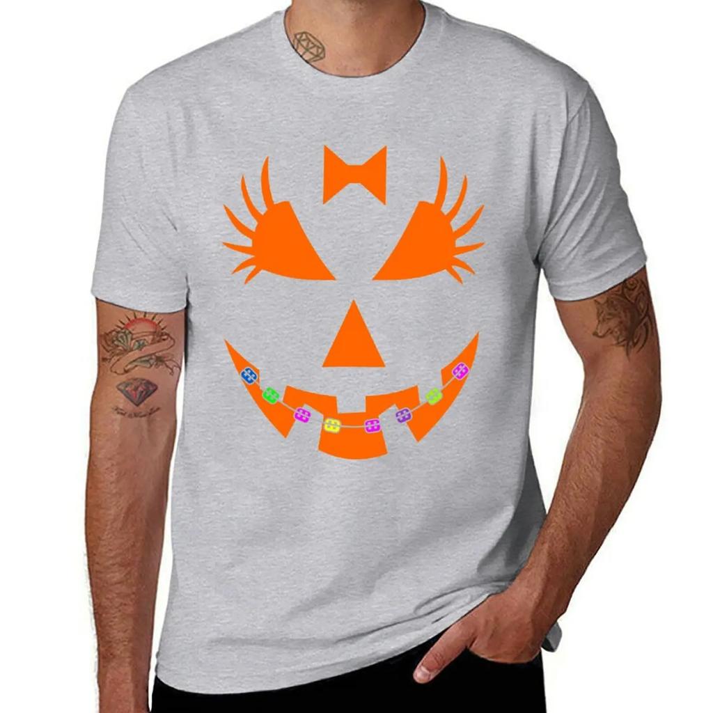 Halloween Pumpkin with Braces Orthodontist Costume Tshirt T-Shirt oversized t shirt korean fashion graphics t shirts for men